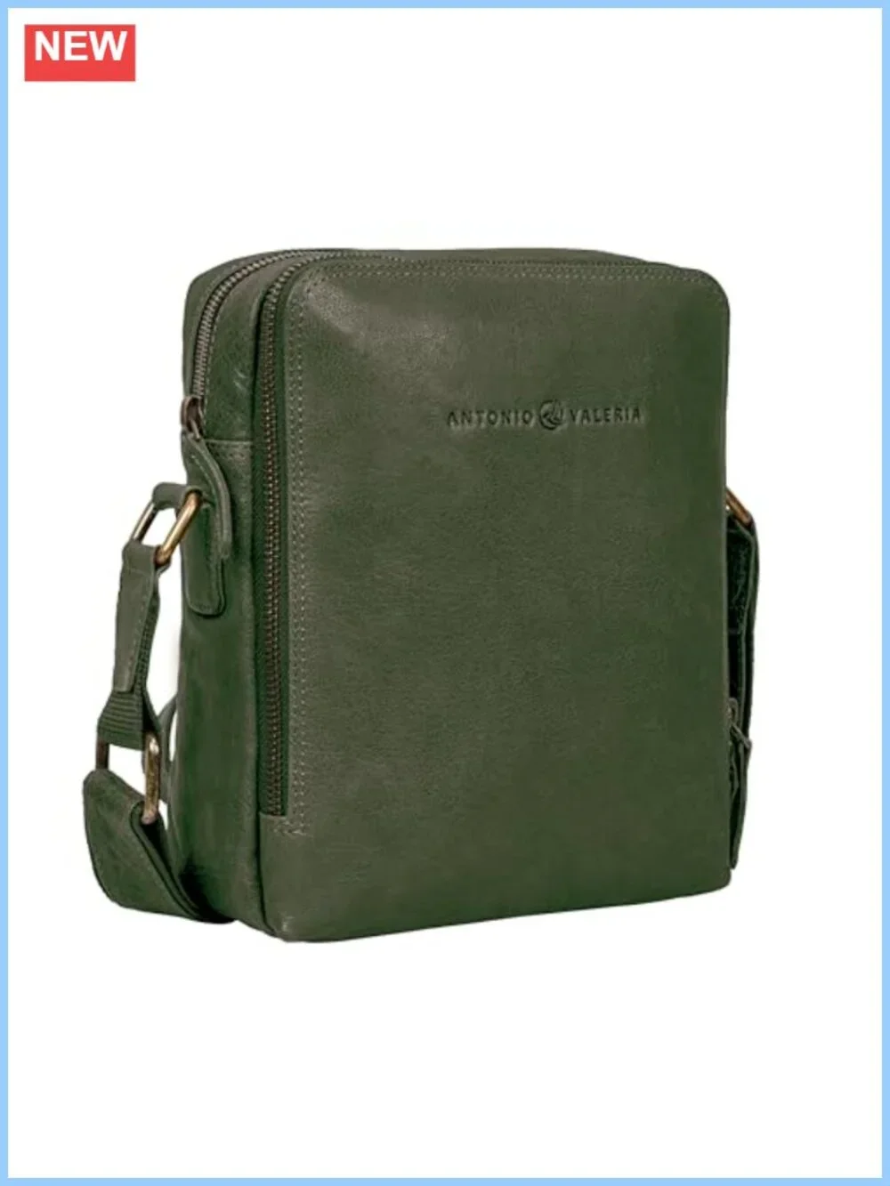 Washed Leather Crossbody Bag with 3 Zippered Compartments